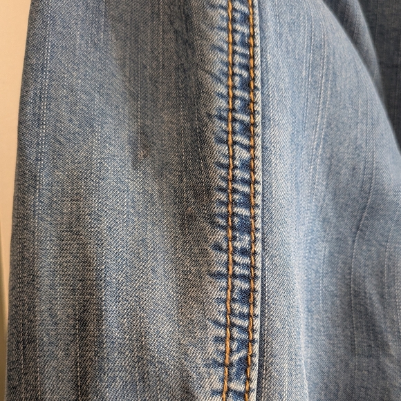 Free People Chambray Tencel Swing Jacket Sapphire Denim Jacket S/P Western Boho - Picture 16 of 16